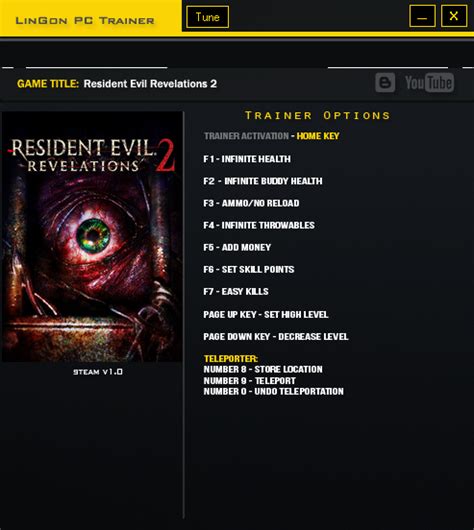 resident evil rev 2 trainer.
